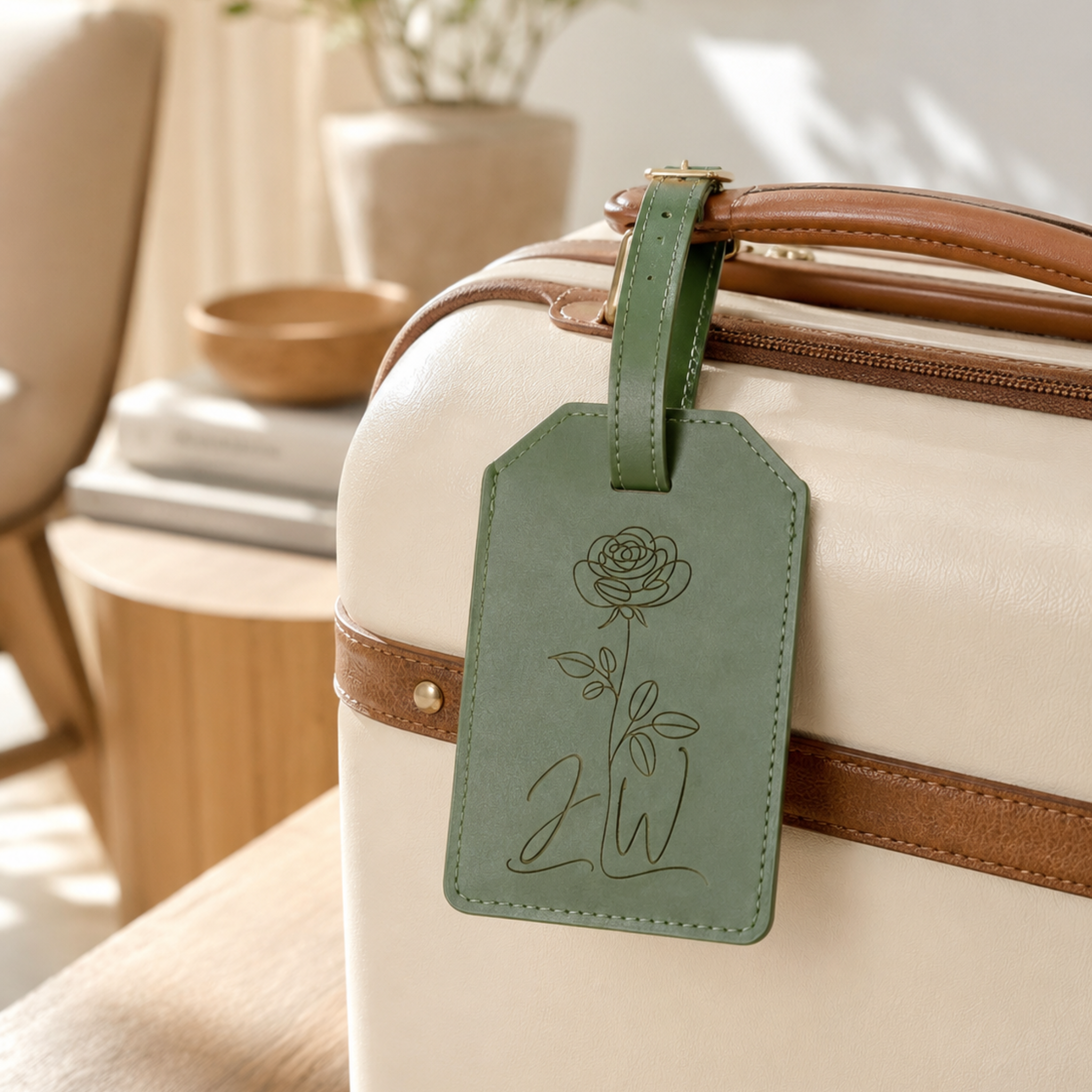 Personalized Leatherette Luggage Tag | Engraved Travel Gift for Him or Her