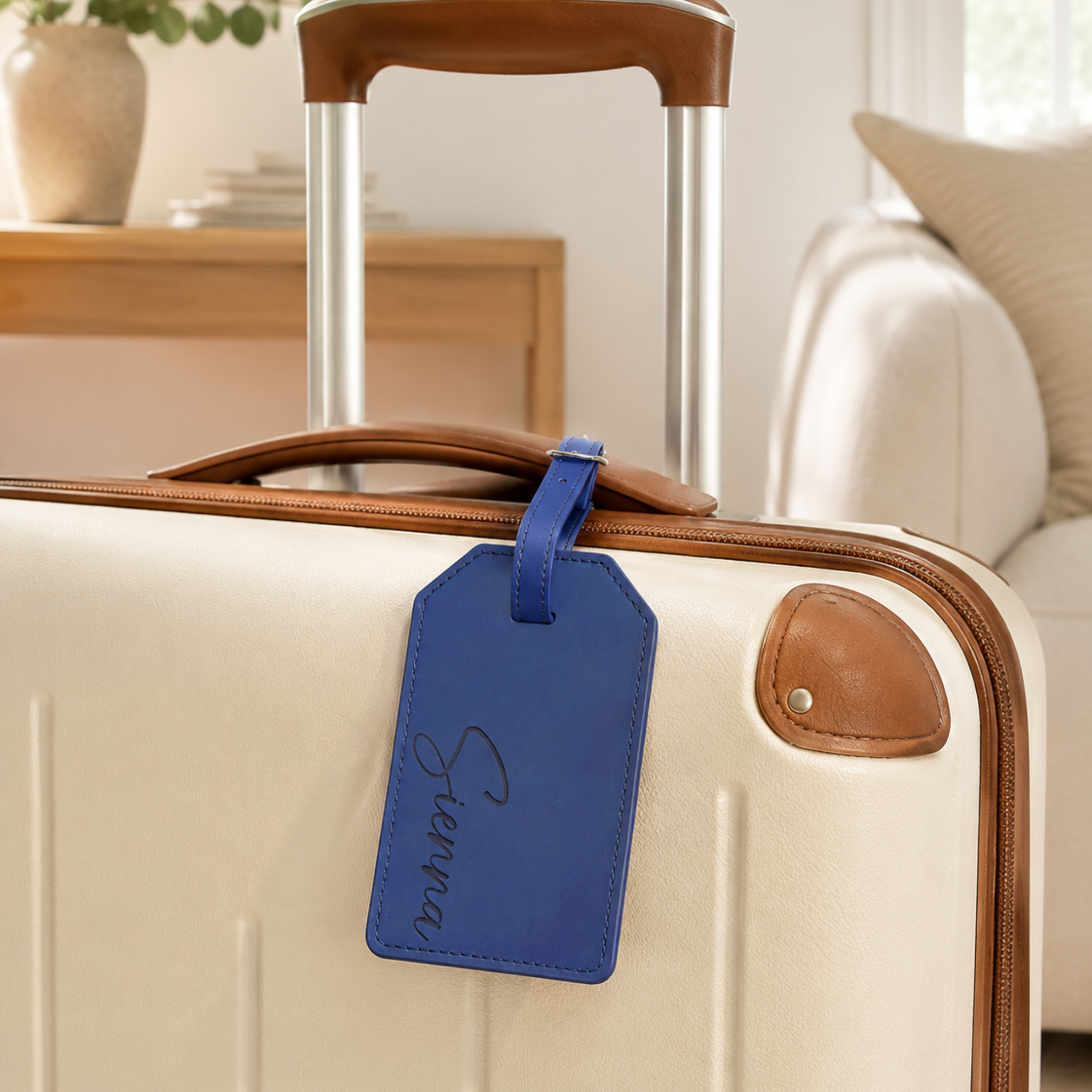 Personalized Leatherette Luggage Tag | Engraved Travel Gift for Him or Her