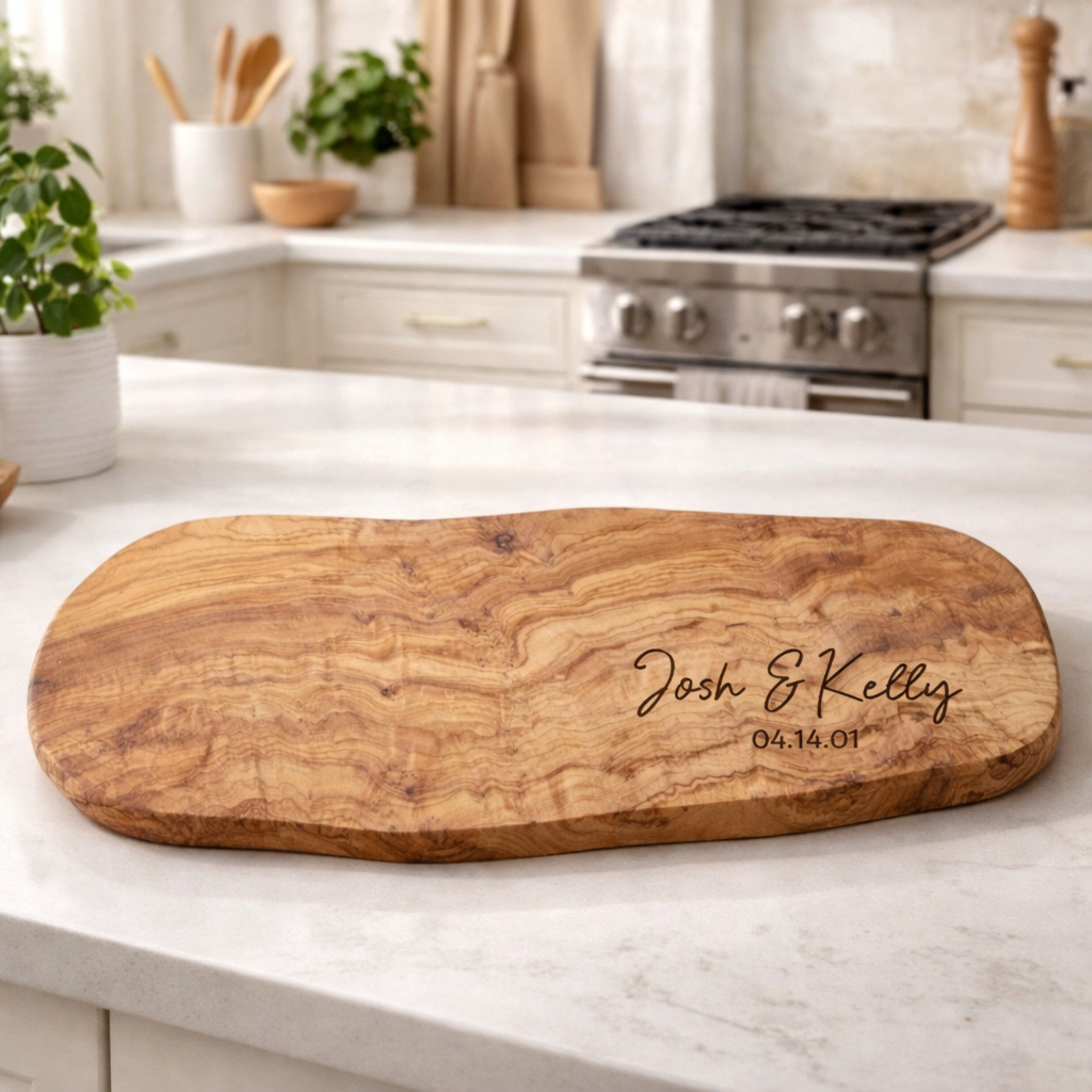 Personalized Olive Wood Cutting Board 19.5"