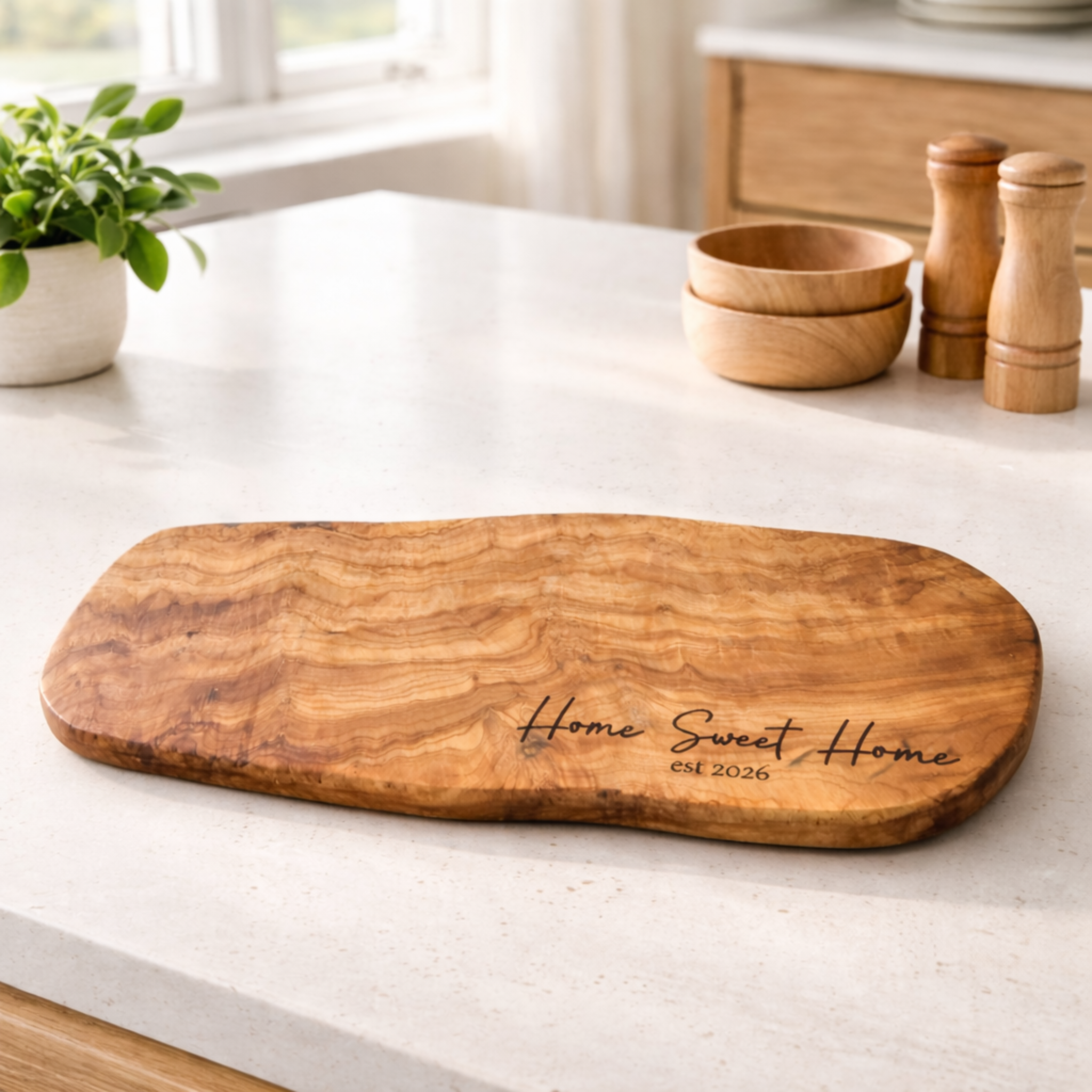 Personalized Olive Wood Cutting Board 19.5"