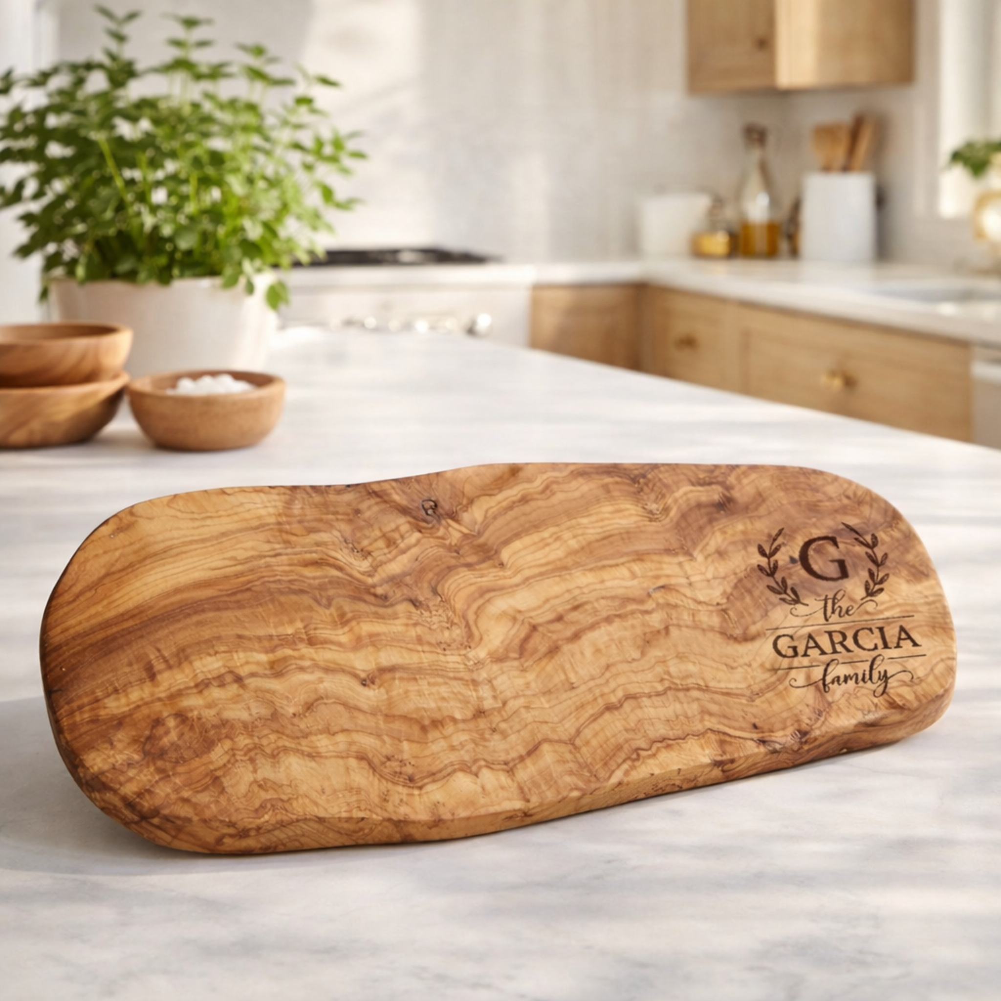 Personalized Olive Wood Cutting Board 19.5"