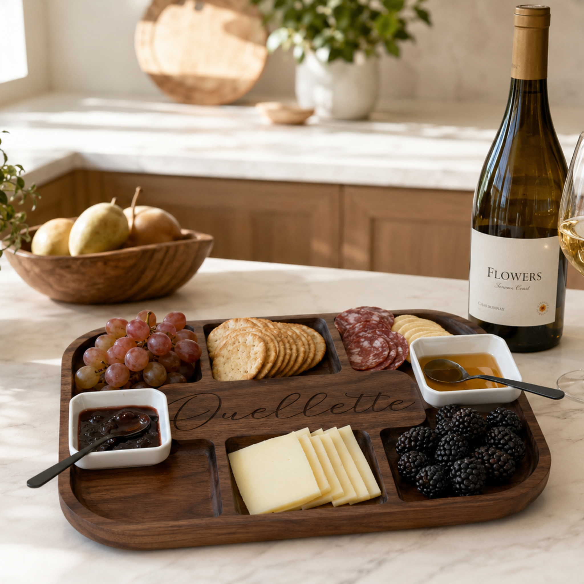 Custom Walnut Charcuterie Board & Bowl Set