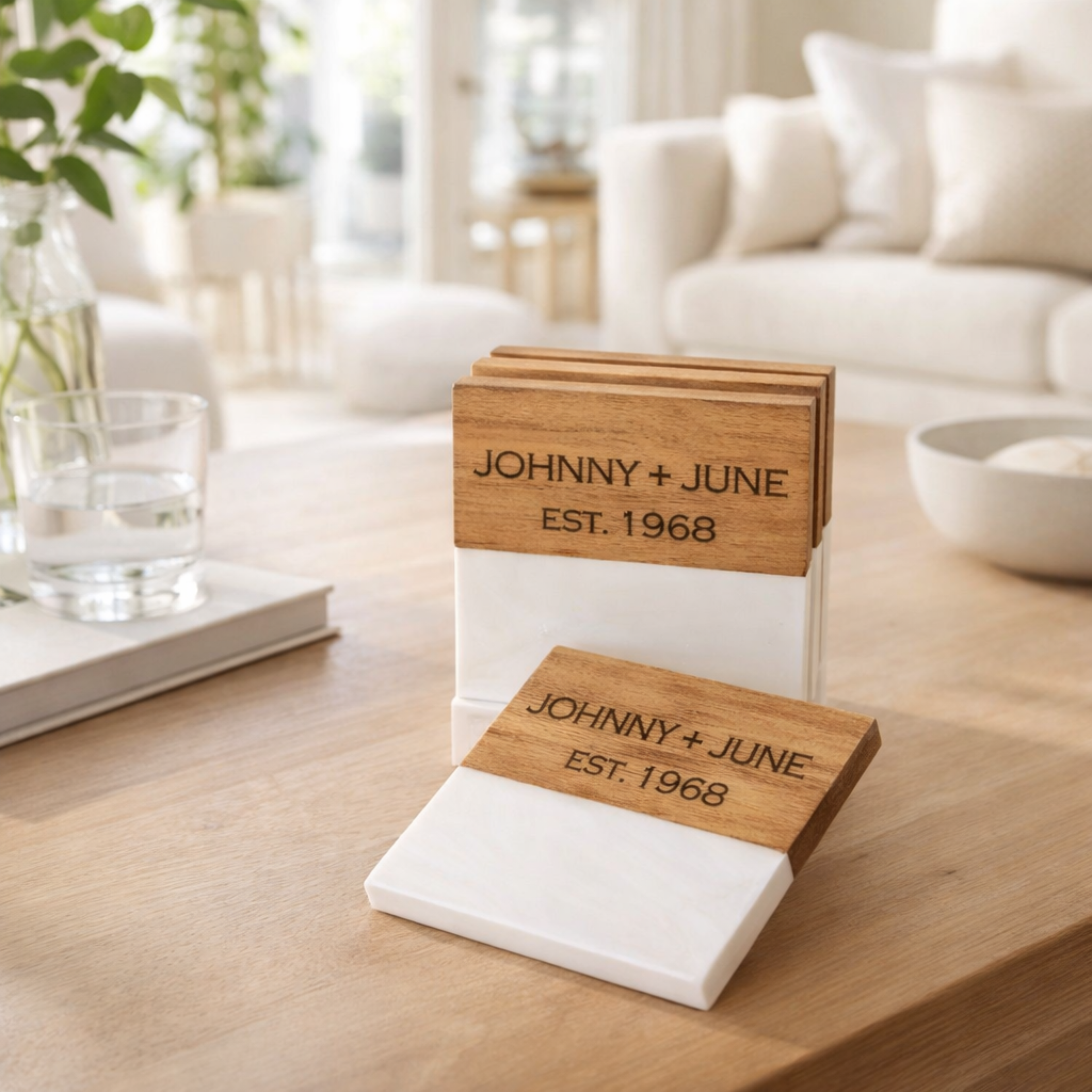 Mitchabout + Co Marble & Acacia Coaster - Thumbnail 2