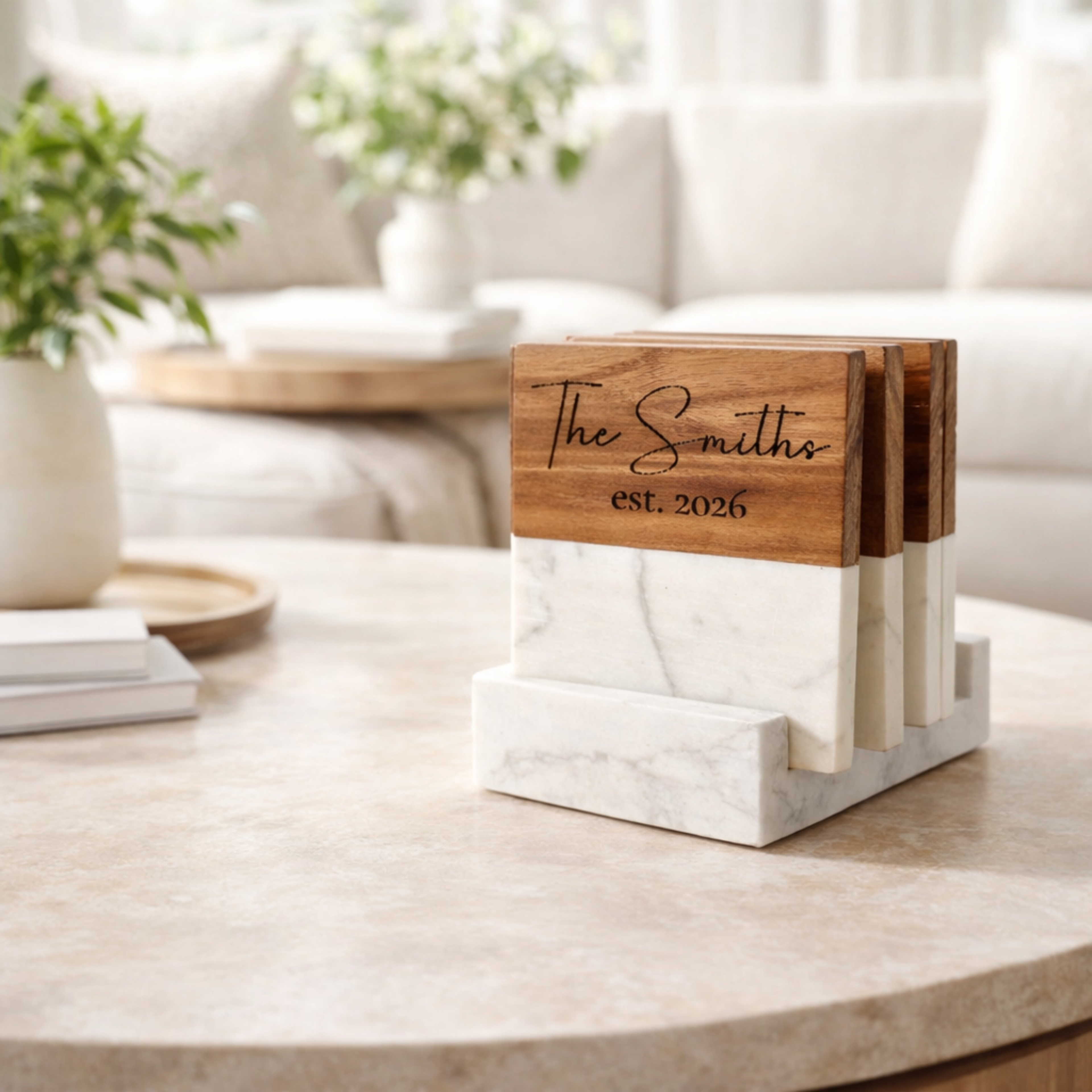 Mitchabout + Co Marble & Acacia Coaster - Thumbnail 4