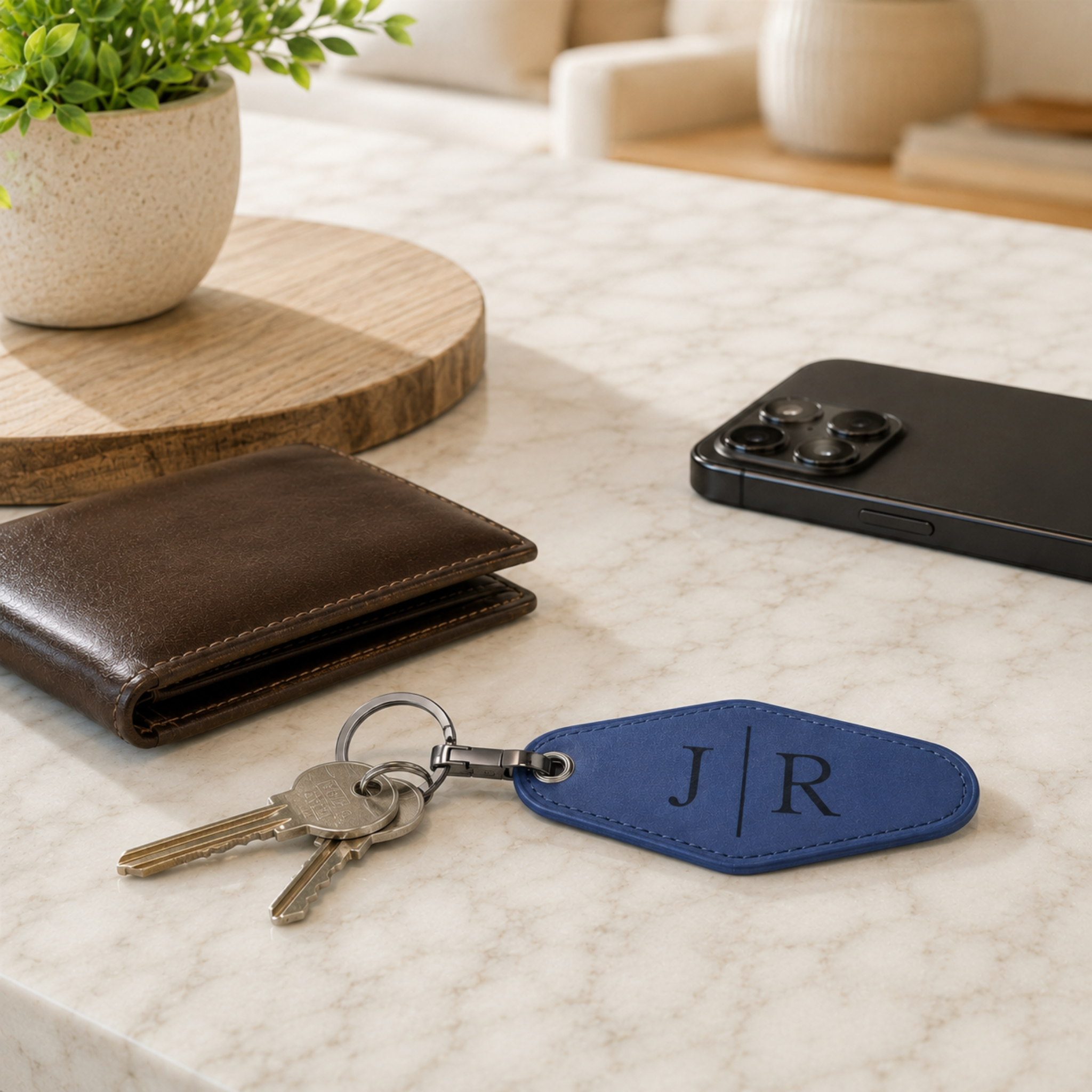 Personalized Leatherette Motel Keychain | Engraved Travel Gift
