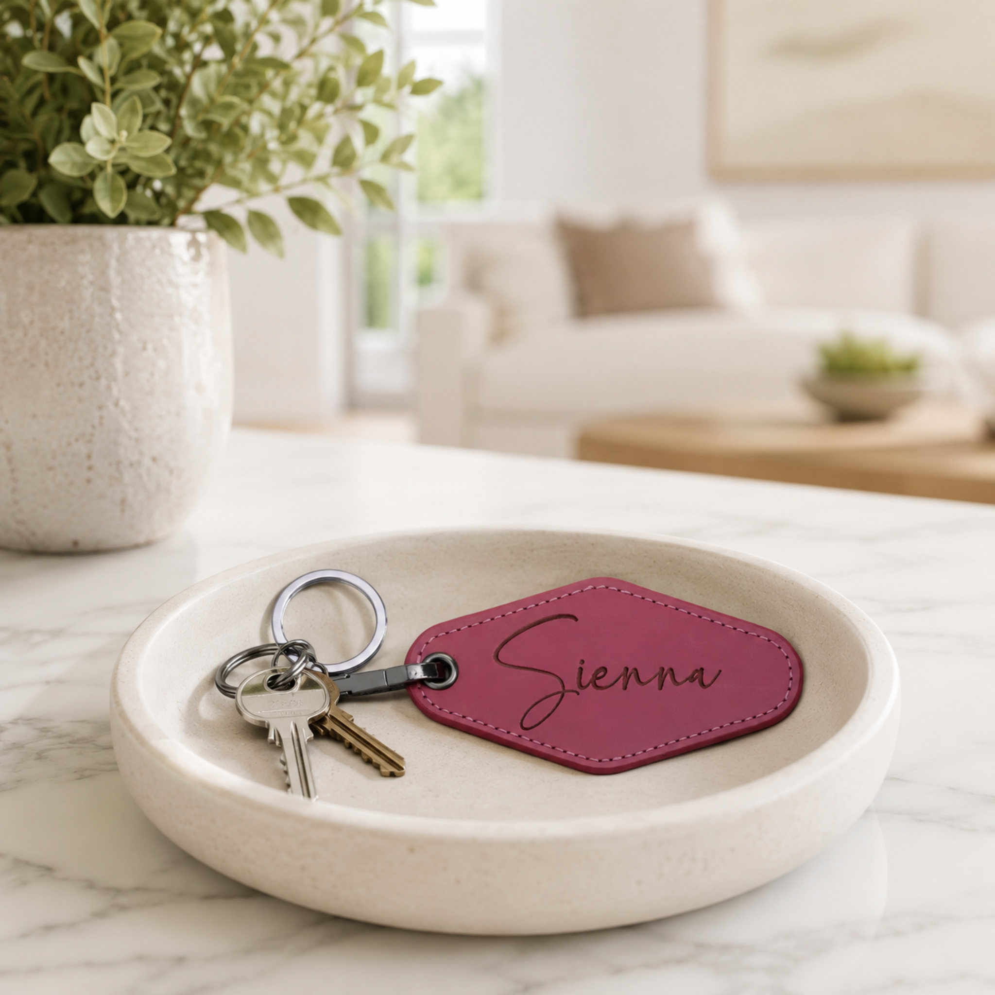 Personalized Leatherette Motel Keychain | Engraved Travel Gift