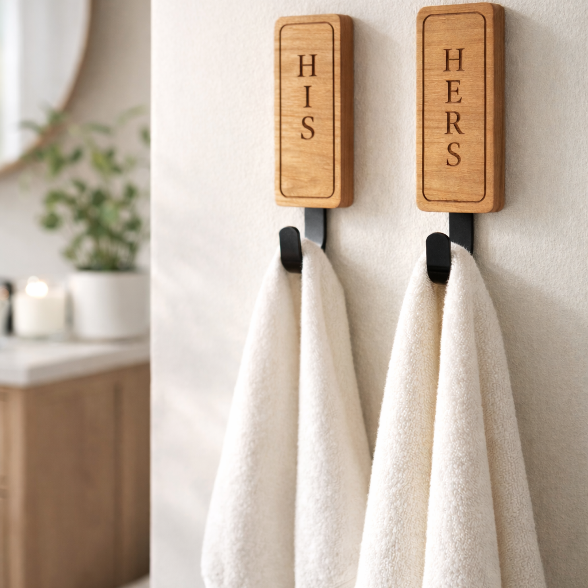 Engraved Wooden Wall Hook Set (2 pack)