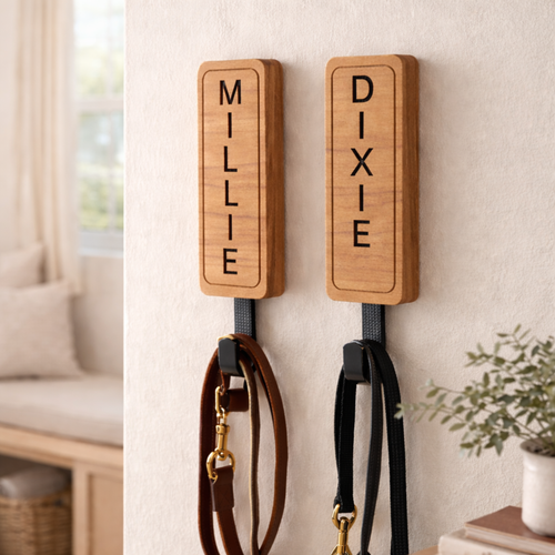 Engraved Wooden Wall Hook Set (2 pack)