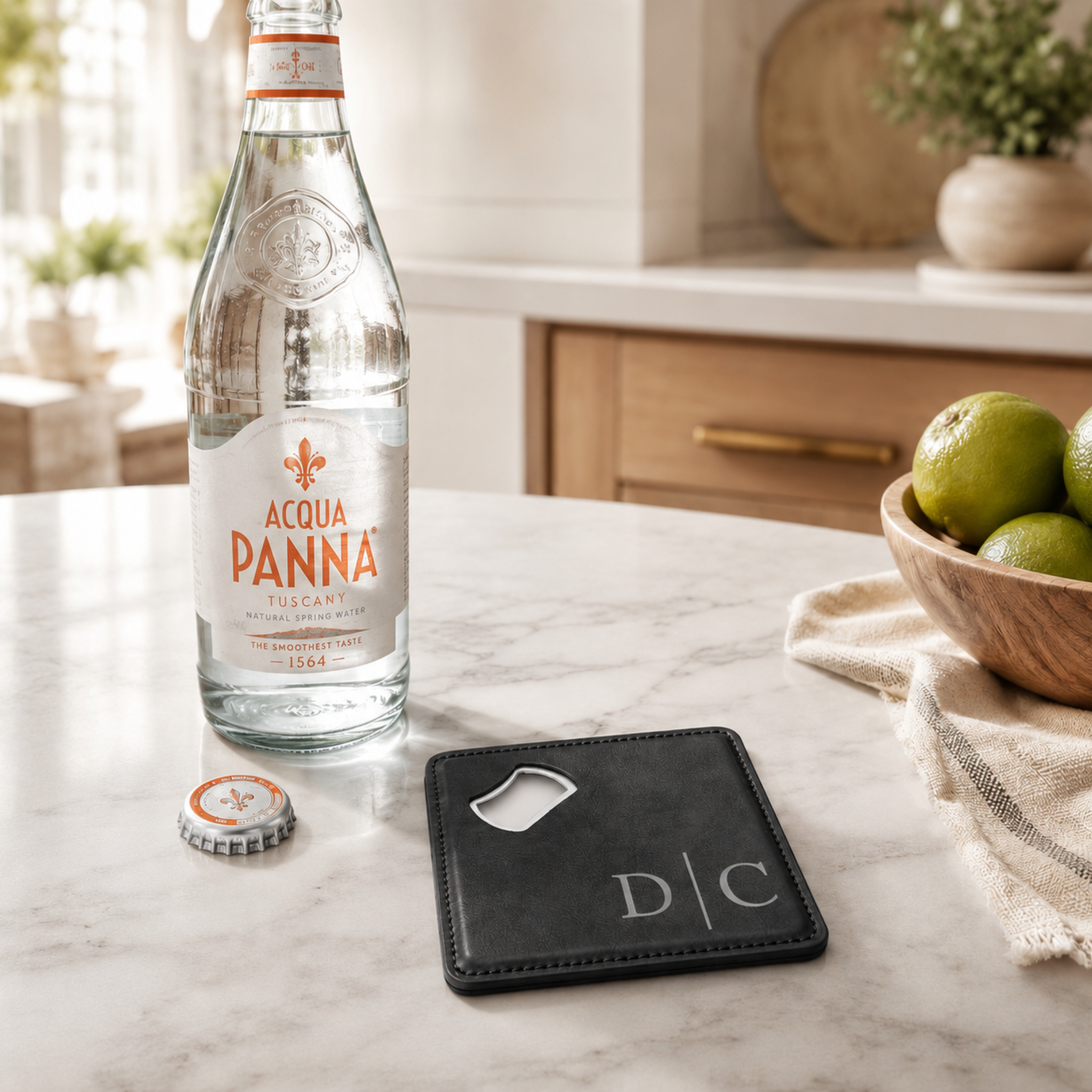 Personalized Leatherette Magnetic Bottle Opener Coaster Gift