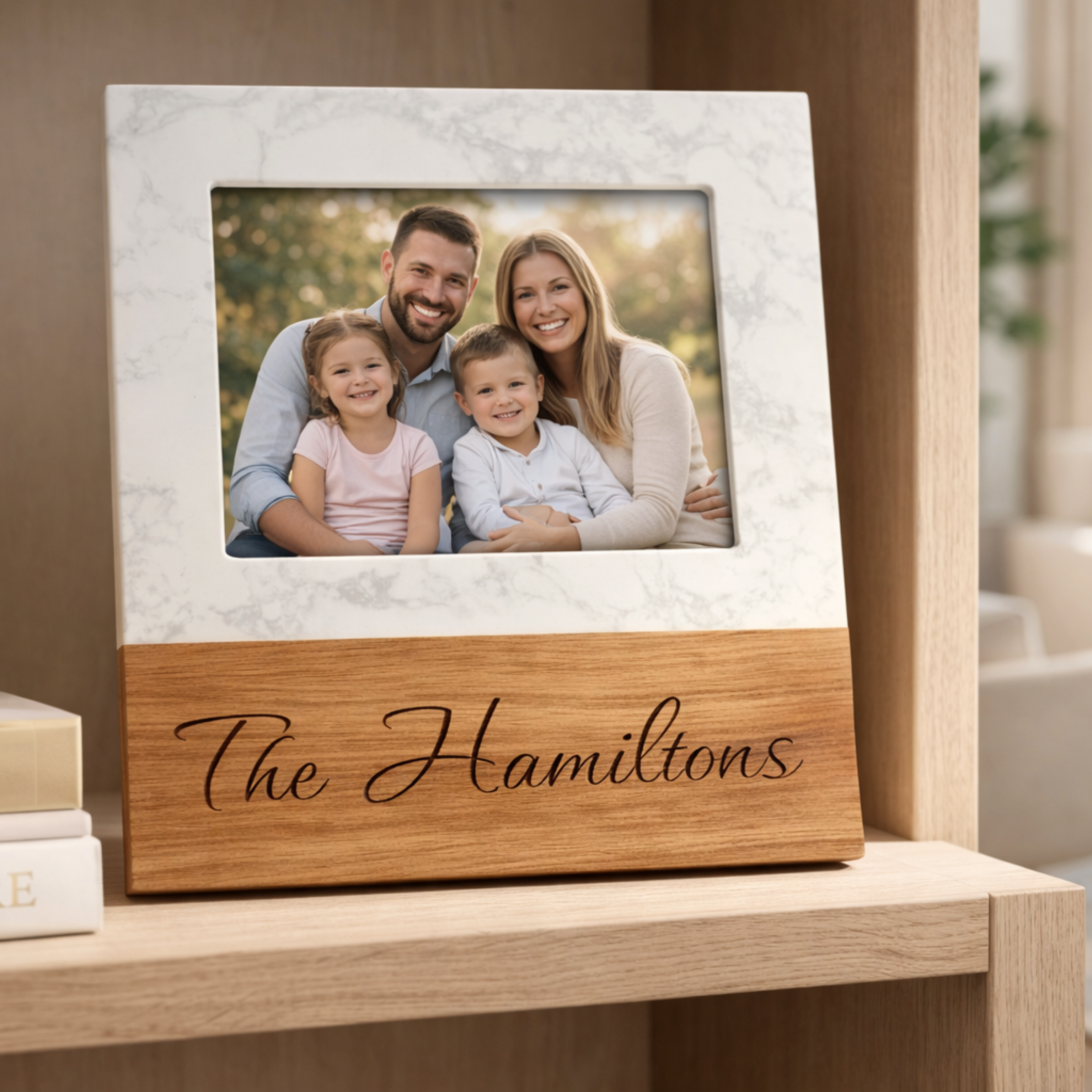 Personalized Marble & Wood Keepsake Photo Frame